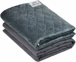 WEIGHTED EVOLUTION Weighted Blanket King Size 25 Pounds- With Removable Bamboo Minky Fleece Duvet Cover - 80x87- 100% Oeko TEX- Queen/King Size- Heavy Blanket For Adults- Gray Navy Blue Minky/grey Bamboo -Electric Blankets Sales Store 51c2Cm4nEsL. AC