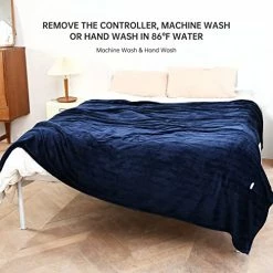 DUODUO Electric Heated Blanket Queen Size 84"x90" With Dual Controls, Reversible Cozy Silky Flannel Fabric With Ribs, Fast Heating With 4 Heating Levels 10 Hours Auto-Off For Bedding-Dark Blue 20 DUODUO Electric Heated Blanket Queen Size 84"x90" With Dual Controls, Reversible Cozy Silky Flannel Fabric With Ribs, Fast Heating With 4 Heating Levels 10 Hours Auto-Off For Bedding-Dark Blue -Electric Blankets Sales Store 51c4QHHsYML