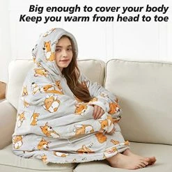 Homemate Wearable Blanket Hoodie, Cute And Funny Patterns Oversized Hoodie Sweatshirt Blanket For Adults Women Men，Cozy，Warm，Fuzzy Hoodie Blanket Leopard -Electric Blankets Sales Store 51cVd038GFL