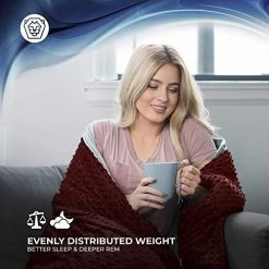 Roore Weighted Blanket (Red, 15 Lb 48"x72") Weighted Blanket With Plush Minky Removable Cover I Weighted With Premium Glass Beads I Adults From 125 To 175 Lb