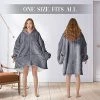 TOPCEE Oversized Blanket Hoodie Sweatshirt With Zip, Cozy Warm Hooded Sherpa Fleece Wearable Blanket, Louging Blanket With Giant Pocket, Gifts For Adults Girlfriend Wife Mom And Daughter. (Dark Grey) -Electric Blankets Sales Store 51cZrnDm6zL