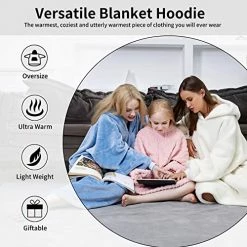 FestiCorp Oversized Cozy Blanket Hoodie For Men And Women - Soft And Warm Sherpa Wearable Sweatshirt Blankets, Double Layer Blanket Sweater With Giant Sleeves, Hood And Pocket For Gifts, Dark Gray -Electric Blankets Sales Store 51dAc7YmlbL