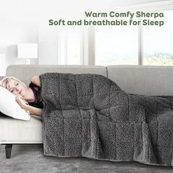 Stiio Weighted Blanket 15 Pounds Twin Size, Sherpa Fleece Weighted Blanket For Adult 48 X 72 Inches, Soft Plush Fuzzy Bed Blanket Dual Sided Cozy Warm Throw Blanket For Sofa Bed, Grey -Electric Blankets Sales Store 51dBTl68ZAL