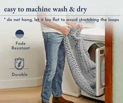 California Design Den Cooling Handmade Chunky Knit Weighted Blanket 15 Pounds, 100% Cotton No Fillers, Breathable, Soft & Calming, All-Season Evenly Weighted Throw (Light Gray) -Electric Blankets Sales Store 51dBabsBzjL