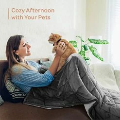 Sivio Sherpa Fleece Weighted Blanket For Adult, 15 Lbs Heavy Fuzzy Throw Blanket With Soft Plush Flannel, Reversible Full-Size Super Soft Extra Warm Cozy Fluffy Blanket, 60 X 80 Inches, Grey Dual Sided Navy Blue -Electric Blankets Sales Store 51dLNxyY2DL