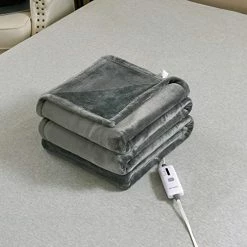 BESTCHIC Electric Heated Blanket Queen Size 84" X 90", Fast Heating Blanket 100% Polyester Soft Flannel, 4 Heating Levels 10 Hours Auto-Off, ETL Certified Dual Controllers, Machine Washable (Grey) Grey White Plaid 17 BESTCHIC Electric Heated Blanket Queen Size 84" X 90", Fast Heating Blanket 100% Polyester Soft Flannel, 4 Heating Levels 10 Hours Auto-Off, ETL Certified Dual Controllers, Machine Washable (Grey) Grey White Plaid -Electric Blankets Sales Store 51dWP3cG4wL 1