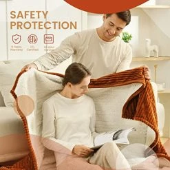 Bearhug Electric Heated Blanket, Ribbed Flannel & Sherpa 62"x84" Fast Heating Blanket, 5 Year Warranty, 10 Heating Levels & 1-12H Auto Off, Over Heat Protection, Machine Washable Navy Blue -Electric Blankets Sales Store 51eSLMOGLvL