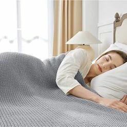 Guohaoi Knitted Weighted Blanket(Light Grey 50"x75" 15lbs),Home Décor Cooling Throw Blanket For Stressed Or Hot Sleepers,Hand Made Chunky Knit Heavy Blanket For Adults Use On Full Size Bed 27 Guohaoi Knitted Weighted Blanket(Light Grey 50"x75" 15lbs),Home Décor Cooling Throw Blanket For Stressed Or Hot Sleepers,Hand Made Chunky Knit Heavy Blanket For Adults Use On Full Size Bed -Electric Blankets Sales Store 51eTWYIxj7L. AC 5