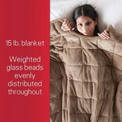Sunbeam Extra Warm Weighted Blanket | 15 Pounds, Reversible Plush Velvet/Microfiber With Arm Slits And Neck Cutout, 54” X 73”, Mushroom 10 Sunbeam Extra Warm Weighted Blanket | 15 Pounds, Reversible Plush Velvet/Microfiber With Arm Slits And Neck Cutout, 54” X 73”, Mushroom -Electric Blankets Sales Store 51eglk2qXeL
