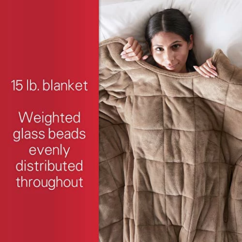 Sunbeam Extra Warm Weighted Blanket | 15 Pounds, Reversible Plush Velvet/Microfiber With Arm Slits And Neck Cutout, 54” X 73”, Mushroom 6 Sunbeam Extra Warm Weighted Blanket | 15 Pounds, Reversible Plush Velvet/Microfiber With Arm Slits And Neck Cutout, 54” X 73”, Mushroom - Image 4