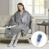 Comfort Spaces Plush To Sherpa Electric Blanket Shoulder And Neck Wrap With Matched Sock Set Ultra Soft And Warm Hypoallergenic Fleece-Reversible Heated Poncho Throw, 50" W X 64" L, Grey 1 Comfort Spaces Plush To Sherpa Electric Blanket Shoulder And Neck Wrap With Matched Sock Set Ultra Soft And Warm Hypoallergenic Fleece-Reversible Heated Poncho Throw, 50" W X 64" L, Grey -Electric Blankets Sales Store 51eiHojXJ7L