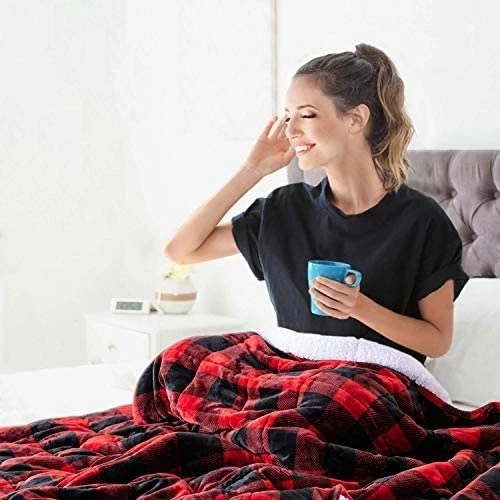 Topblan Sherpa Fleece Weighted Blanket 12lbs, Uniformed Color With Fuzzy Fleece And Shaggy Sherpa To Help With Better Sleep, 48x72 Inches, Grey 17 Topblan Sherpa Fleece Weighted Blanket 12lbs, Uniformed Color With Fuzzy Fleece And Shaggy Sherpa To Help With Better Sleep, 48x72 Inches, Grey - Image 15