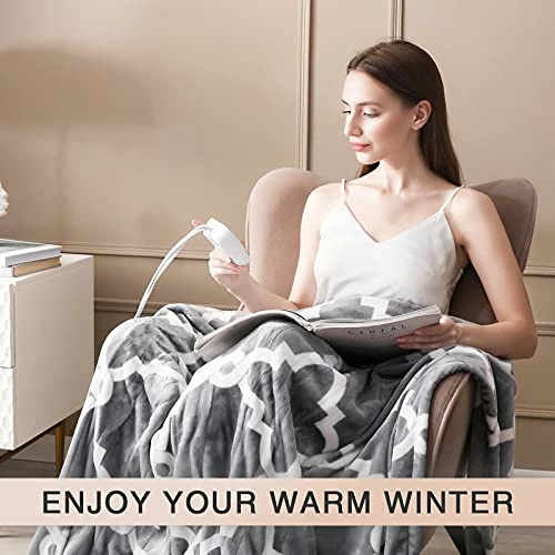 VENTIMI Electric Blanket Twin Size 62"x84", Soft Flannel Heated Blanket With 10 Heating Levels & 1-12 Hours Auto Off Fast Heating Blanket, ETL Certificated, Grey 5 VENTIMI Electric Blanket Twin Size 62"x84", Soft Flannel Heated Blanket With 10 Heating Levels & 1-12 Hours Auto Off Fast Heating Blanket, ETL Certificated, Grey - Image 3