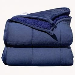 Argstar Sherpa Fleece Weighted Blanket For Adults 20 Lbs On Queen Bed, Unicolor Dual Sides, Soft Cozy Fuzzy Plush Heavy Blankets With Premium Glass Beads, 60"x80", Navy Blue. -Electric Blankets Sales Store 51fPDCx7N0L. AC
