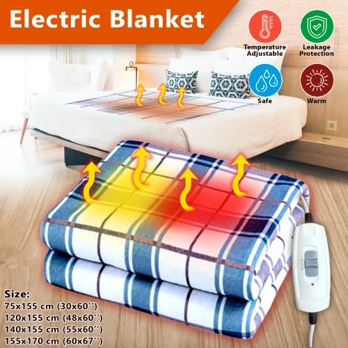 Generic Electric Blanket, Electric Sheet Double Size 55*63" 10 Levels Of Heating, Adjustment, Shutdown Timer 2-4-8-12 Hours 3 Generic Electric Blanket, Electric Sheet Double Size 55*63" 10 Levels Of Heating, Adjustment, Shutdown Timer 2-4-8-12 Hours