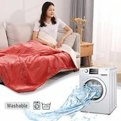 CURECURE Heated Blanket, Electric Throws Lightweight Soft Double-Layer Warming Flannel Plush Blanket, 4 Heat Settings, Fast Heating, 6H Auto-Off, 50" X 60" Pink, Travel Home Office Use, Machine Washable -Electric Blankets Sales Store 51fkNwId2IL