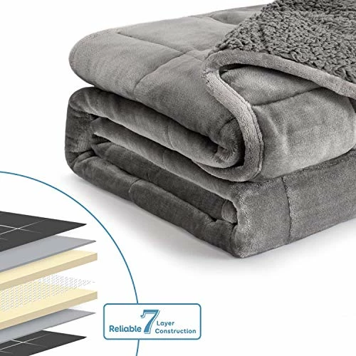 Topblan Sherpa Fleece Weighted Blanket 15lbs, Uniformed Color With Fuzzy Fleece And Shaggy Sherpa To Help With Better Sleep, 48x72 Inches, Grey 6 Topblan Sherpa Fleece Weighted Blanket 15lbs, Uniformed Color With Fuzzy Fleece And Shaggy Sherpa To Help With Better Sleep, 48x72 Inches, Grey - Image 4