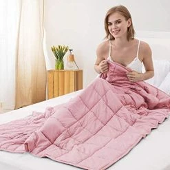 Alomidds Weighted Blanket Heavy Blanket Premium Cotton Material With Glass Beads (48"x72" 15LBS, Pink)