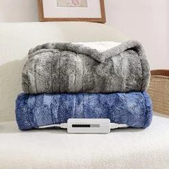 Coomiss Electric Heated Blanket 50" X 60" Luxury Faux Fur Sherpa Fast Heating Blanket ETL Certification With 5 Heating Levels 3 Hours Auto Off Machine Washable Grey -Electric Blankets Sales Store 51gVxFK4xBL