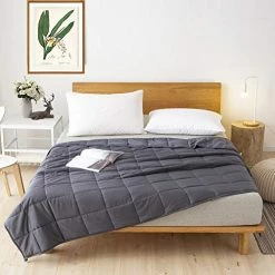 Qingbay Weighted Blanket Soft Grey Washable Heavy Blanket With Glass Beads ((60''x80'',20lbs))