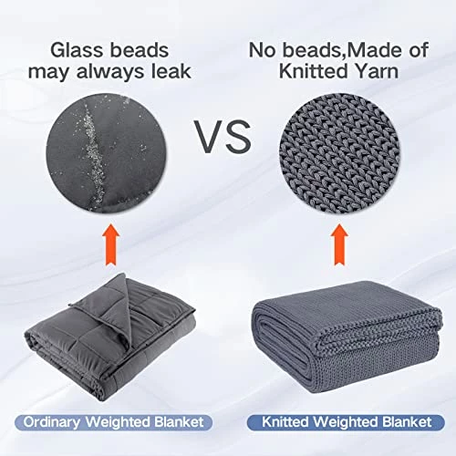 Guohaoi Knitted Weighted Blanket(Light Grey 50"x75" 15lbs),Home Décor Cooling Throw Blanket For Stressed Or Hot Sleepers,Hand Made Chunky Knit Heavy Blanket For Adults Use On Full Size Bed 5 Guohaoi Knitted Weighted Blanket(Light Grey 50"x75" 15lbs),Home Décor Cooling Throw Blanket For Stressed Or Hot Sleepers,Hand Made Chunky Knit Heavy Blanket For Adults Use On Full Size Bed - Image 3