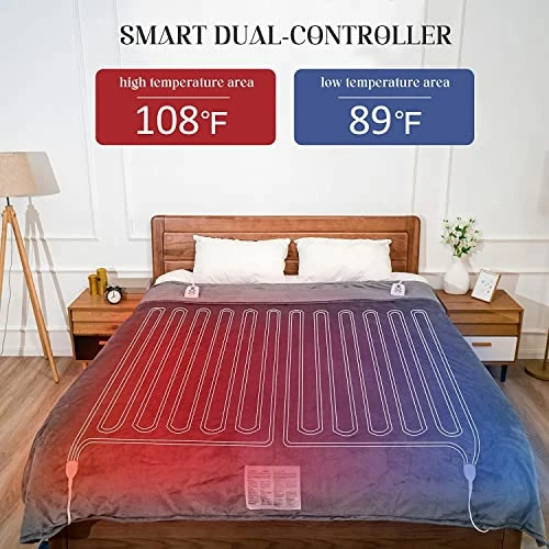 Sunvivi Heated Electric Blanket Throw Dual Control For King 90'' X 100'', 10 Heat Settings, 12 Hours Auto Off, Machine Washable, ETL Certified, 5 Years Warranty, Overheat Protection, Grey 3 Sunvivi Heated Electric Blanket Throw Dual Control For King 90'' X 100'', 10 Heat Settings, 12 Hours Auto Off, Machine Washable, ETL Certified, 5 Years Warranty, Overheat Protection, Grey