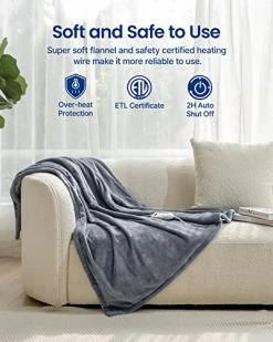 IDOO Foot Pocket Electric Heating Blanket, 50" X 60" Flannel Heated Blanket Throw With Auto Off Timer, Fast Heating, ETL Certification, Overheating Protection For Home Office Brown -Electric Blankets Sales Store 51hKIfC2ZaL