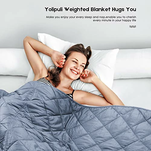 YOLIPULI Blue Weighted Blanket 15 Lbs For Kids And Adults, Heavy Blanket 48" X 72" For Twin Size Bed For One Person Use, Blue Navy Blue 6 YOLIPULI Blue Weighted Blanket 15 Lbs For Kids And Adults, Heavy Blanket 48" X 72" For Twin Size Bed For One Person Use, Blue Navy Blue - Image 4