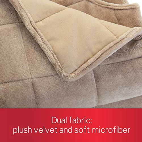 Sunbeam Extra Warm Weighted Blanket | 15 Pounds, Reversible Plush Velvet/Microfiber With Arm Slits And Neck Cutout, 54” X 73”, Mushroom 5 Sunbeam Extra Warm Weighted Blanket | 15 Pounds, Reversible Plush Velvet/Microfiber With Arm Slits And Neck Cutout, 54” X 73”, Mushroom - Image 3
