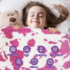 GOQO TOMO 2 In 1 Weighted Electric Heated Blanket 36" X 48" Warming With 12 Heating Levels, Glass Beads Soft Micromink And Sherpa - GOQOTOMO P3648 -Electric Blankets Sales Store 51hXRSUwauL