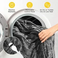 WAPANEUS Electric Blanket 72”x84” Flannel Heated Blanket Full Size With 5 Heating Settings 10 Hours Auto-Off, Fast-Heating, ETL Listed, Machine Washable, Dark Grey -Electric Blankets Sales Store 51hnjf41WaL