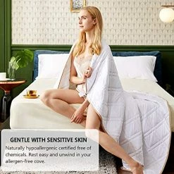 Dornroscn Bamboo Cooling Weighted Blanket With Premium Glass Beads Heavy Blanket| 15 Lbs | 88"x104" Queen Size | Big Blanket Fits King Or Over Sized Bed | White -Electric Blankets Sales Store 51hvI9erGbL