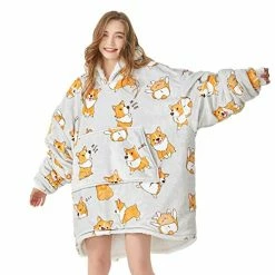 Homemate Wearable Blanket Hoodie, Cute And Funny Patterns Oversized Hoodie Sweatshirt Blanket For Adults Women Men，Cozy，Warm，Fuzzy Hoodie Blanket Leopard