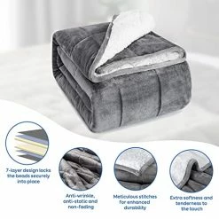 Sherpa Fleece Weighted Blanket 15 Pounds Queen Size 60” X 80”, Cottonblue Heavy Weighted Blankets For Adults Perfect For 150-210 Lbs, Soft Cozy Fuzzy Weighted Blanket 60x80 Inches, Idea Gifts, Gray -Electric Blankets Sales Store 51i8muc2dTL