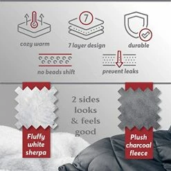 15lb Sherpa Fleece Weighted Blanket + Sleep Mask By Restasy | Full/Queen Size Dual-Sided Grey Mink Fleece + White Sherpa For Adults | 60" X 80” -Electric Blankets Sales Store 51iC1XciCeL