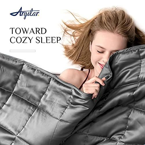 Argstar Cooling Bamboo Weighted Blanket For Adults 20 Lbs On Queen Bed, Soft Silky Heavy Blanket With Premium Glass Beads, 60"x80", Dark Grey. 4 Argstar Cooling Bamboo Weighted Blanket For Adults 20 Lbs On Queen Bed, Soft Silky Heavy Blanket With Premium Glass Beads, 60"x80", Dark Grey. - Image 2