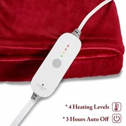 N A Electric Blanket Heated Throw With 4 Heating Levels & 3 Hours Auto Off, Double-Sided Soft Flannel Blanket 50'' X 60'' With Fast Heating & Machine Washable, Home Office Use, Red -Electric Blankets Sales Store 51iWOduYe7L
