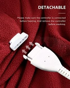 McJaw Electric Heated Blanket Twin Size 62"x84" Large Fleece Warm Bedding Blanket For Whole Body 4 Heating Levels And 10 Hours Auto-Off - Red Grey -Electric Blankets Sales Store 51imCw47DoL