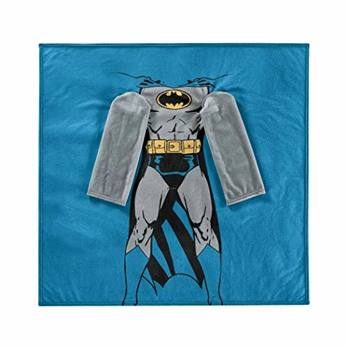 Northwest Comfy Throw Blanket With Sleeves, Youth - 48 X 48 Inches, Batman Grey 4 Northwest Comfy Throw Blanket With Sleeves, Youth - 48 X 48 Inches, Batman Grey - Image 2