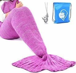 LAGHCAT Mermaid Tail Blanket Crochet Mermaid Blanket For Adult, Soft All Seasons Sleeping Blankets, Classic Pattern (71"x35.5", Blue) 23 LAGHCAT Mermaid Tail Blanket Crochet Mermaid Blanket For Adult, Soft All Seasons Sleeping Blankets, Classic Pattern (71"x35.5", Blue) -Electric Blankets Sales Store 51jBq8j9SOL. AC