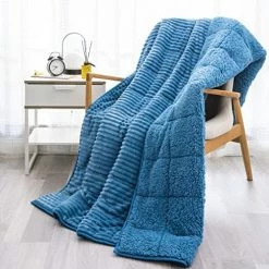 Sherpa Fleece Weighted Blanket 20 Pounds, Wemore Stripe Weighted Blankets For Adult, Dual Sided Soft And Plush Weighted Blanket, Bed Blanket Throw Twin Size 60"X 80" Inches Slate Blue 29 Sherpa Fleece Weighted Blanket 20 Pounds, Wemore Stripe Weighted Blankets For Adult, Dual Sided Soft And Plush Weighted Blanket, Bed Blanket Throw Twin Size 60"X 80" Inches Slate Blue -Electric Blankets Sales Store 51jEuEjximL. AC 1