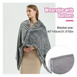 WOOLALA USB Heated Blanket Wrap, Luxury Flannel Wearable Heated Throw Blanket With Buttons Ultra Warm Heating Neck And Shoulders Shawl For Home Office & Outdoor Use, Machine Washable (31.5 * 55in) Gray -Electric Blankets Sales Store 51jJAUupmvL
