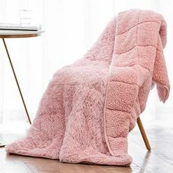 Wemore Shaggy Long Fur Faux Fur Weighted Blanket, Cozy And Fluffy Plush Sherpa Long Hair Blanket For Adult 20lbs, Fluffy Fuzzy Sherpa Reverse Heavy Blanket For Bed, Couch, Pink, 60 X 80 Inches -Electric Blankets Sales Store 51jVe6XgVcL. AC