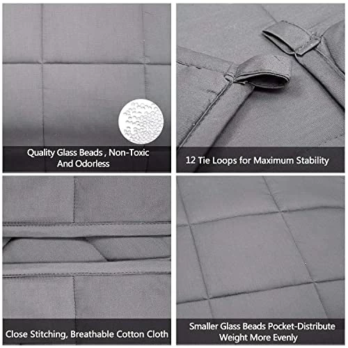 Joybest Weighted Blanket 25 Lbs 80x87 Inches, Oeko-Tex Certified Cotton Heavy Blanket With Premium Glass Beads For Adults Couple, Use On Queen & King Beds, Grey Blanket 7 Joybest Weighted Blanket 25 Lbs 80x87 Inches, Oeko-Tex Certified Cotton Heavy Blanket With Premium Glass Beads For Adults Couple, Use On Queen & King Beds, Grey Blanket - Image 5