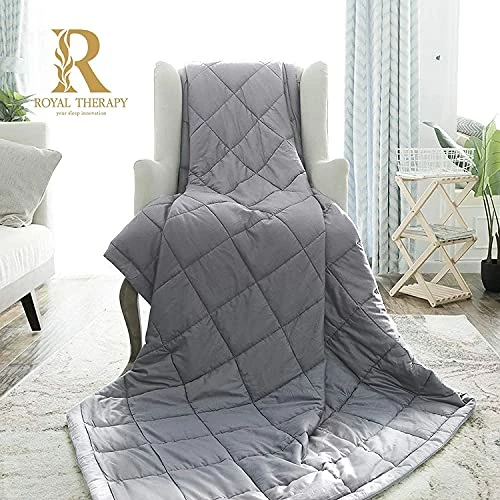 Royal Therapy Weighted Blanket - Heavy 100% Cotton Blankets With Premium Glass Beads (60''x80'' 20lbs, French Grey), Suitable For One Person (~200lb) - Use On Queen/King Bed 3 Royal Therapy Weighted Blanket - Heavy 100% Cotton Blankets With Premium Glass Beads (60''x80'' 20lbs, French Grey), Suitable For One Person (~200lb) - Use On Queen/King Bed