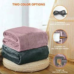 IZEEPE Electric Blanket Heated Throw, Cordless Heating Pad With 3 Heating Levels, Portable USB Heated Blanket For Travel, 53"x23" Cozy Flannel Fast Heating, Home, Car & RV Uses, Machine Washable, Pink -Electric Blankets Sales Store 51kXpdwNRzL 1