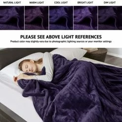 Beautyrest Reversible Microlight To Sherpa Electric Blanket, Auto Shut Off, Virtually Zero EMF, Multi Heat Setting, UL Certified, Machine Washable, Purple Full (84 Inx80 In)