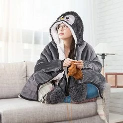 Happy Fuel Penguin Wearable Hooded Blanket For Adults – Fuzzy Super Soft Warm Cozy Plush Flannel Fleece & Sherpa Hoodie Throw Cloak Wrap - Penguin Gifts For Women Adults Girls And Kids 12 Happy Fuel Penguin Wearable Hooded Blanket For Adults – Fuzzy Super Soft Warm Cozy Plush Flannel Fleece & Sherpa Hoodie Throw Cloak Wrap - Penguin Gifts For Women Adults Girls And Kids -Electric Blankets Sales Store 51lJRMDSebS