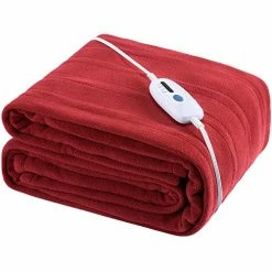 McJaw Electric Heated Blanket Twin Size 62"x84" Large Fleece Warm Bedding Blanket For Whole Body 4 Heating Levels And 10 Hours Auto-Off - Red Grey