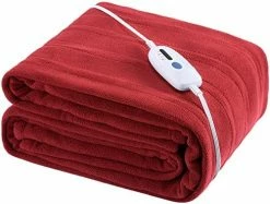 McJaw Electric Heated Blanket Twin Size 62"x84" Large Fleece Warm Bedding Blanket For Whole Body 4 Heating Levels And 10 Hours Auto-Off - Red Grey -Electric Blankets Sales Store 51mLxBcmulL. AC
